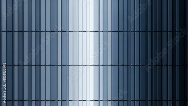 Fototapeta メタリックな青い縦長タイルのパターン背景素材
