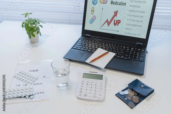 Obraz 物価高による薬の値上がりと家計への負担イメージ