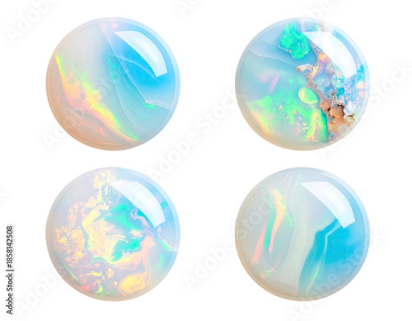 Obraz Four opal cabochons, colorful internal fire