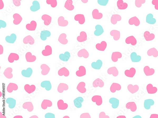 Obraz シンプルでカラフルなハートの手描き背景イラスト