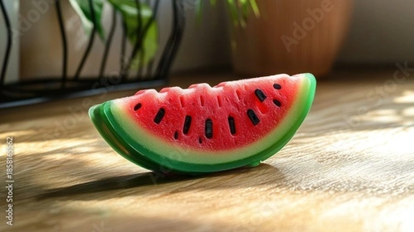 Obraz A small watermelon slice-shaped cable organizer