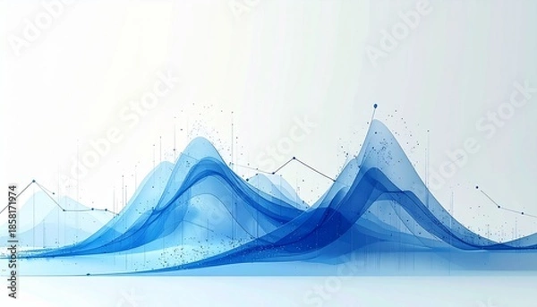Obraz Abstract blue wave background with data points, representing digital trends and analytics
