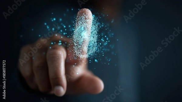 Fototapeta Digital fingerprint touch