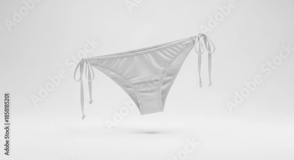 Obraz Clean White String Bikini Bottom Gracefully Floating Against a Light Studio Backdrop