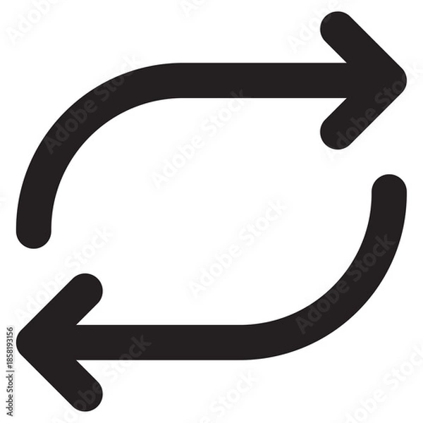 Obraz Black Minimalist Repeat Icon, Simple Linear Refresh Symbol for Media Players, Data Sync, and Loop Interface Design