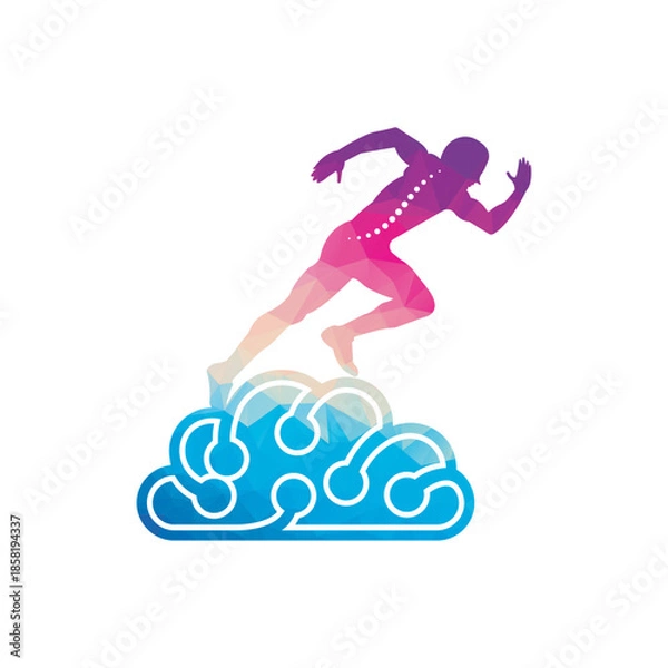 Fototapeta Brain Runner Logo physio logo design