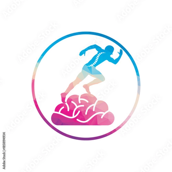Fototapeta Brain Runner Logo physio logo design