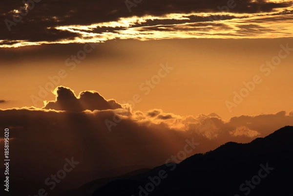 Obraz 朝日に染まる雲海