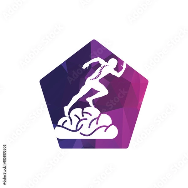 Fototapeta Brain Runner Logo physio logo design