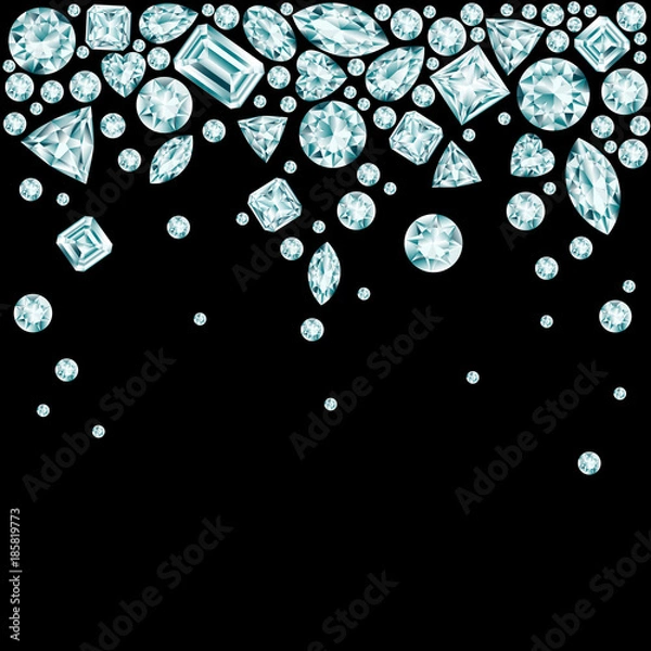 Fototapeta Black background with falling diamonds