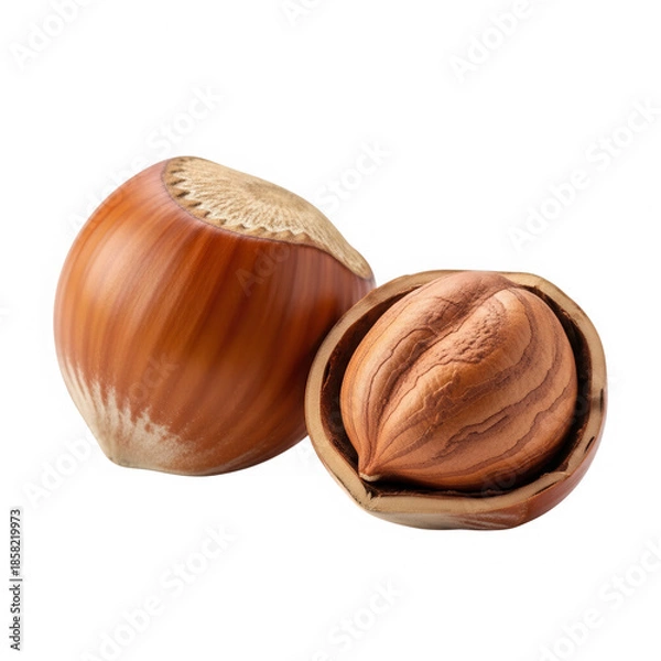 Obraz Single hazelnut and its shell