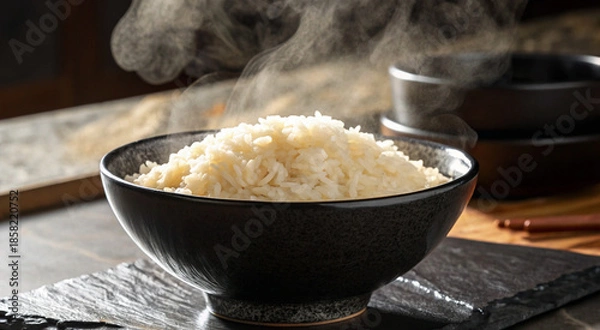 Obraz 白米のイメージ、茶碗に盛られたご飯	