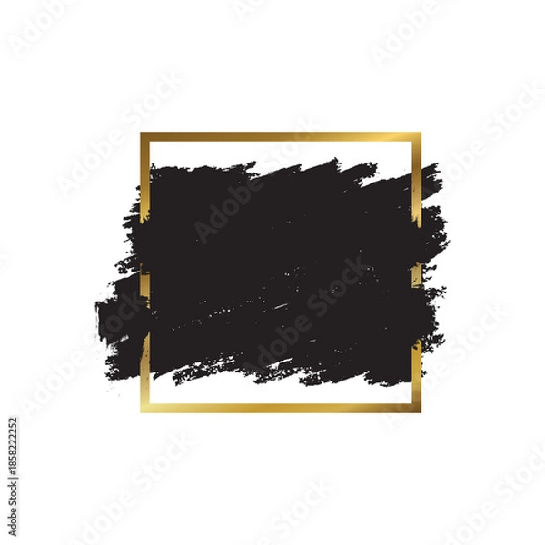 Obraz Gold Text Box, Isolated on White Background Vector