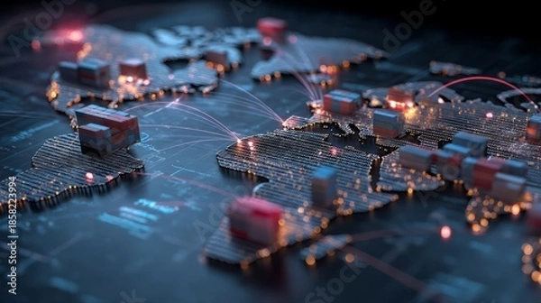 Obraz Global logistics and supply chain network visualization