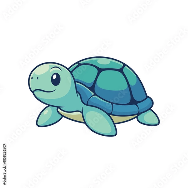 Fototapeta Smiling Cartoon Turtle Walking Forward.