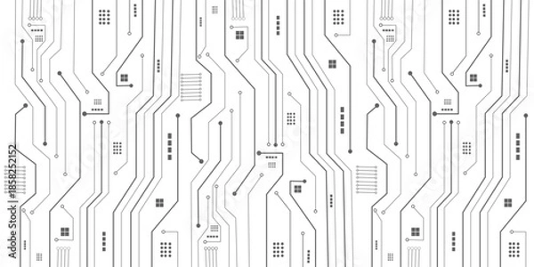 Obraz Geometric background and high tech circuit board connection system