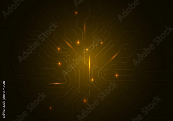 Obraz Geometric background and high tech circuit board connection system