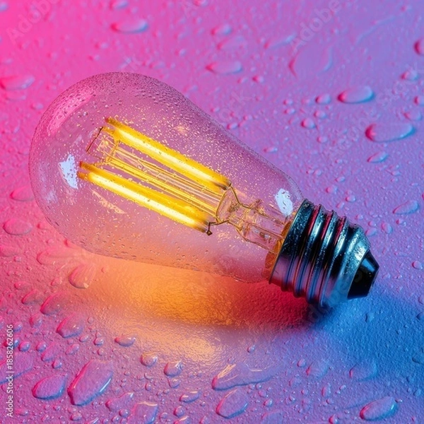 Obraz Illuminating Ideas with Light Bulbs in a Studio Setting