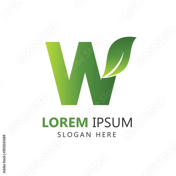 Obraz Letter W Leaf Logo Template