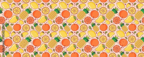 Obraz tropical fruits seamless Pattern Background - 1