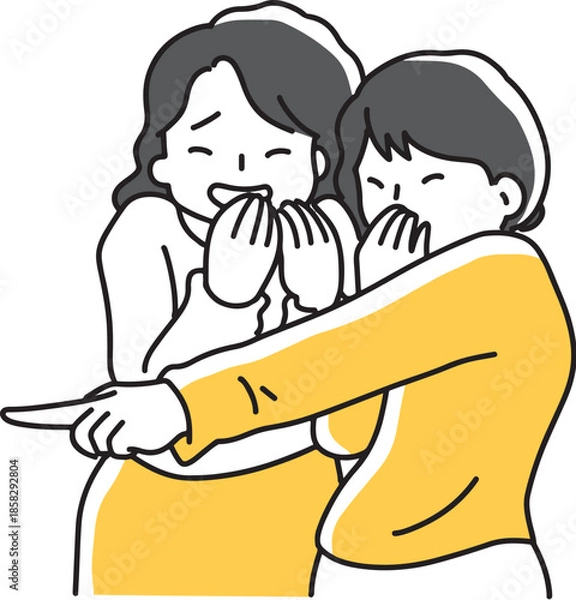 Fototapeta 笑いながら指差す２人の女性