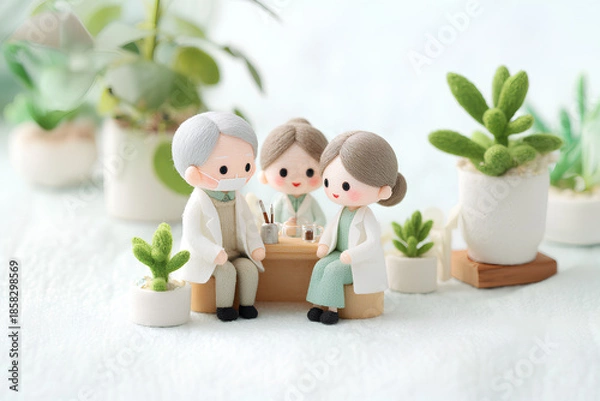 Obraz ドクターの説明を安心して聞く患者さんの診察風景（3D）/まみおデザイン福祉シリーズ
