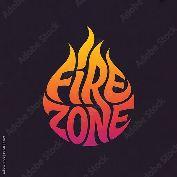 Obraz Vibrant Fire Zone logo with gradient flames on black background