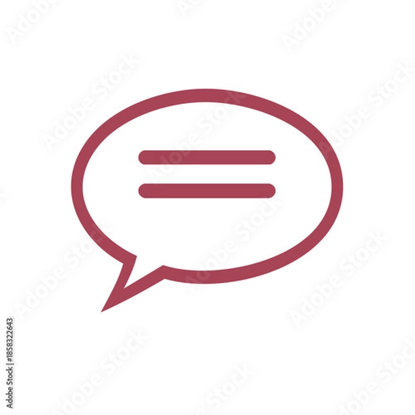 Obraz Maroon Oval Speech Bubble With Horizontal Lines for Text; Communication and Chat Illustration