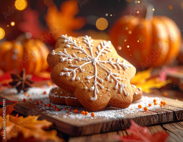 Obraz gingerbread cookie with icing, generated image