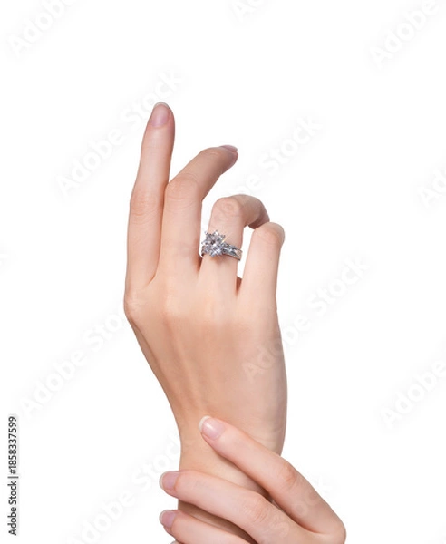 Obraz Elegant Hand Adorned with a Dazzling Diamond Ring