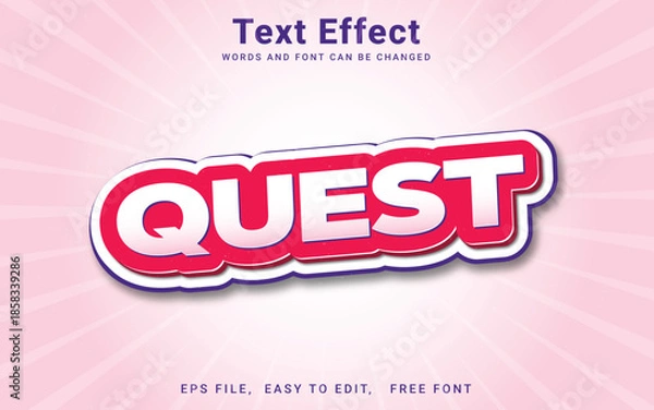 Obraz Editable 3d quest text effect vector style in Illustrator