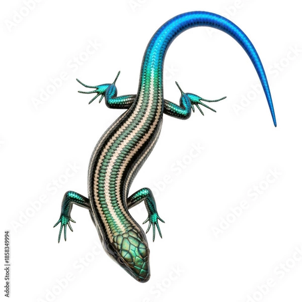 Obraz Colorful lizard with blue tail