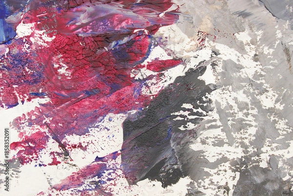 Obraz 油彩筆あとテクスチャ グレー 赤 青　背景素材