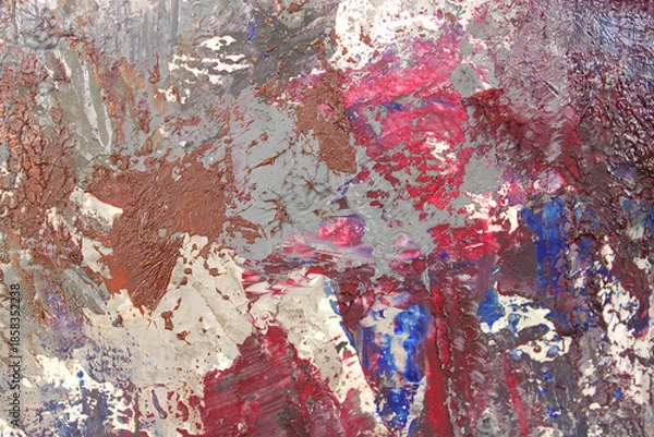 Obraz 油彩テクスチャ 背景素材 グレー 黒 茶色 赤 青 絵の具 白 筆あと