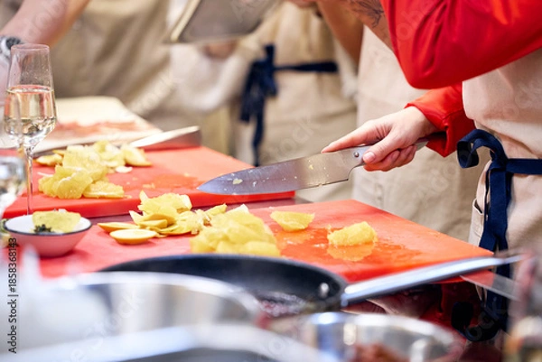 Obraz chef preparing food in restaurant
