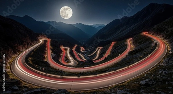 Obraz moon over the mountain