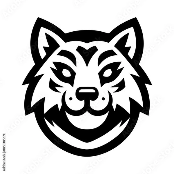 Obraz Abstract Fox Silhouette Black and White Vector