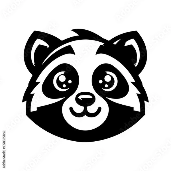 Obraz Cute Panda Face Icon Black and White Vector