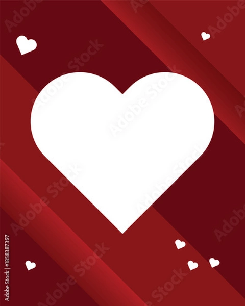 Obraz White heart on red background