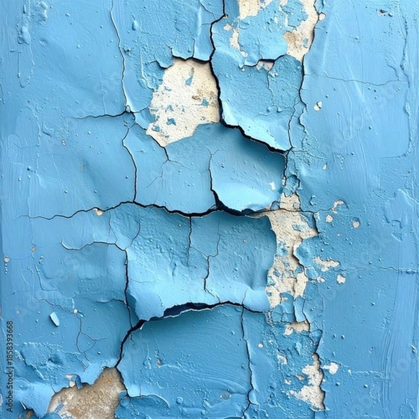 Obraz Cracked, peeling blue paint on a surface