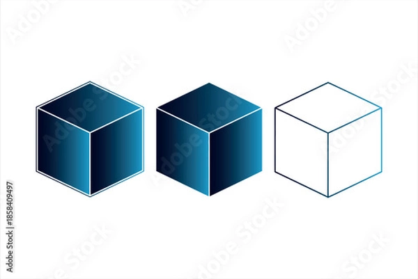 Obraz Modern Abstract Blue Cube Graphics