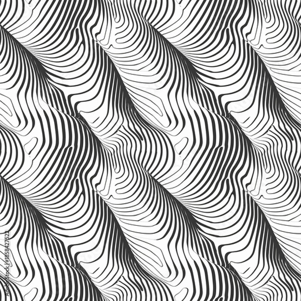 Obraz Wavy lines seamless pattern, fluid curves, modern minimal design, monochrome palette