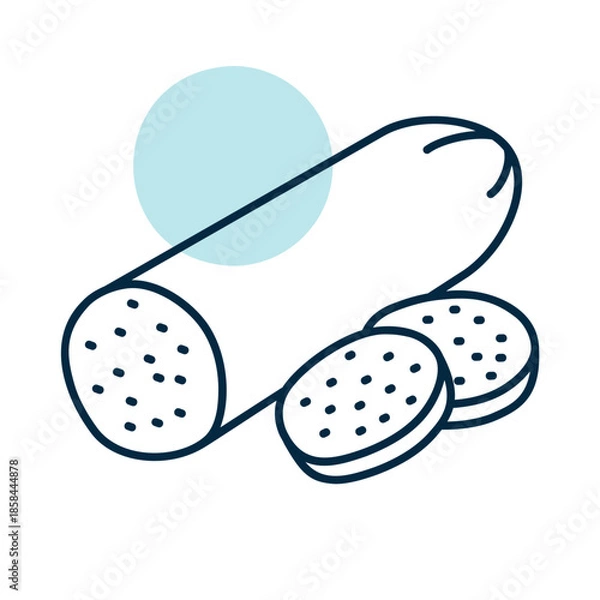 Obraz Sliced Pepperoni Sausage Minimalistic Flat Icon