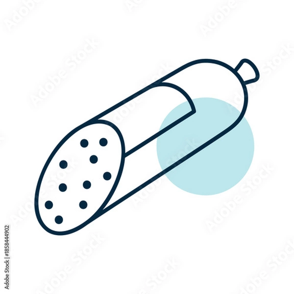Obraz Salami Stick Cured Meat Flat Icon
