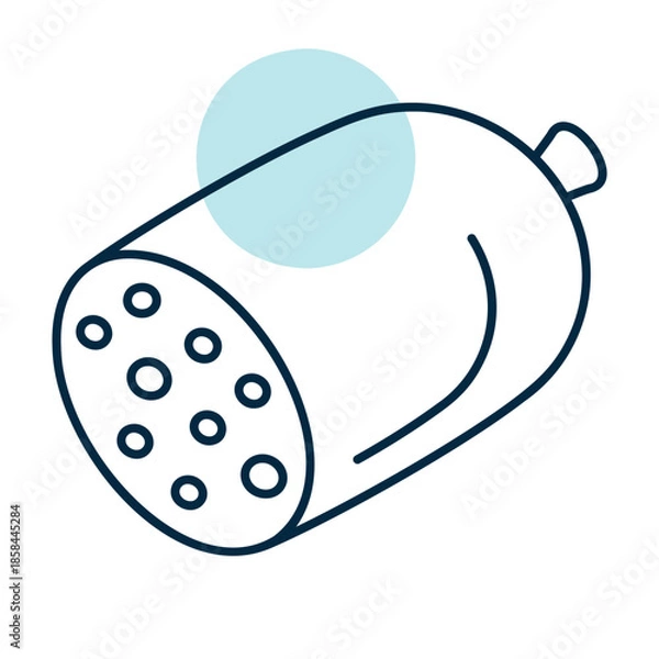 Obraz Cooked Lard Sausage Flat Vector Icon