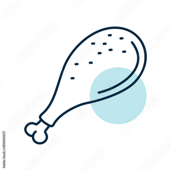 Obraz Fried Chicken Drumstick Minimalistic Flat Icon