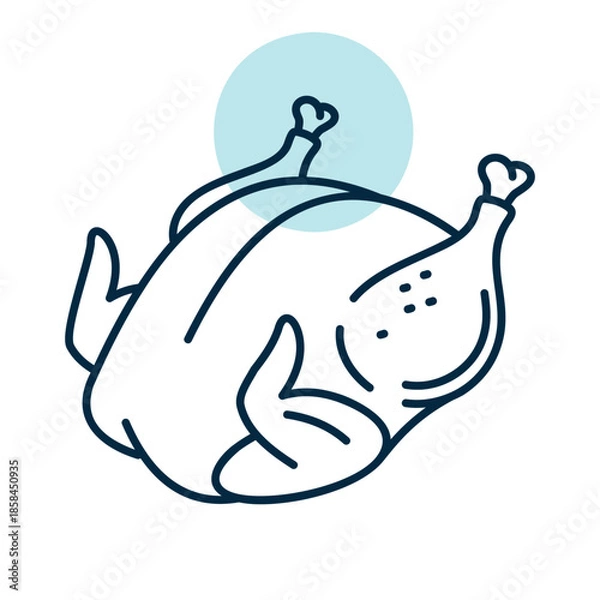 Obraz Whole Roasted Chicken Minimal Flat Illustration