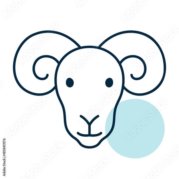 Obraz Ram Head with Horns Flat Line Icon