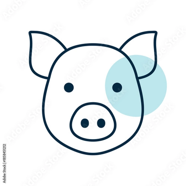 Obraz Cute Pig Head Minimal Flat Line Icon