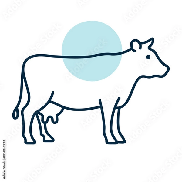 Obraz Dairy Cow Side View Minimal Icon